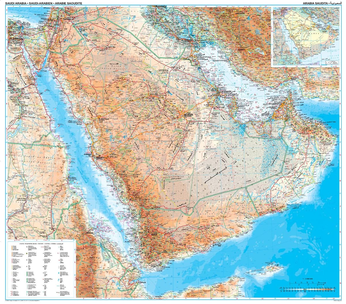 Térkép Szaúd-Arábia topográfiai